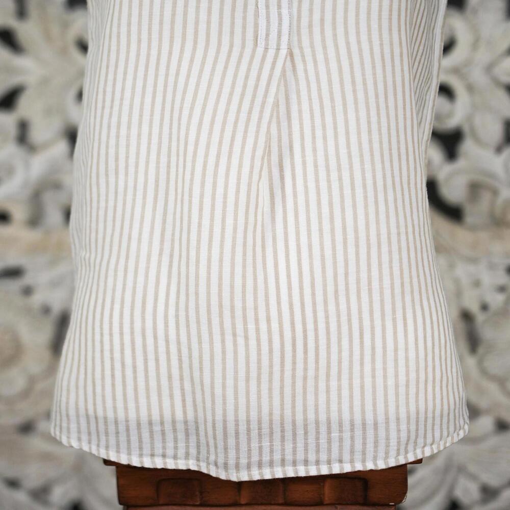 Style & Co Women's XS Beige White Stripe Linen Cotton Sleeveless Blouse India - Picture 6 of 8
